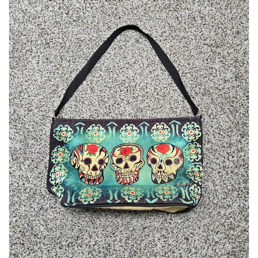 Galvan Sugar Skull Tapestry Shoulder Bag Day of the Dead Purse Halloween